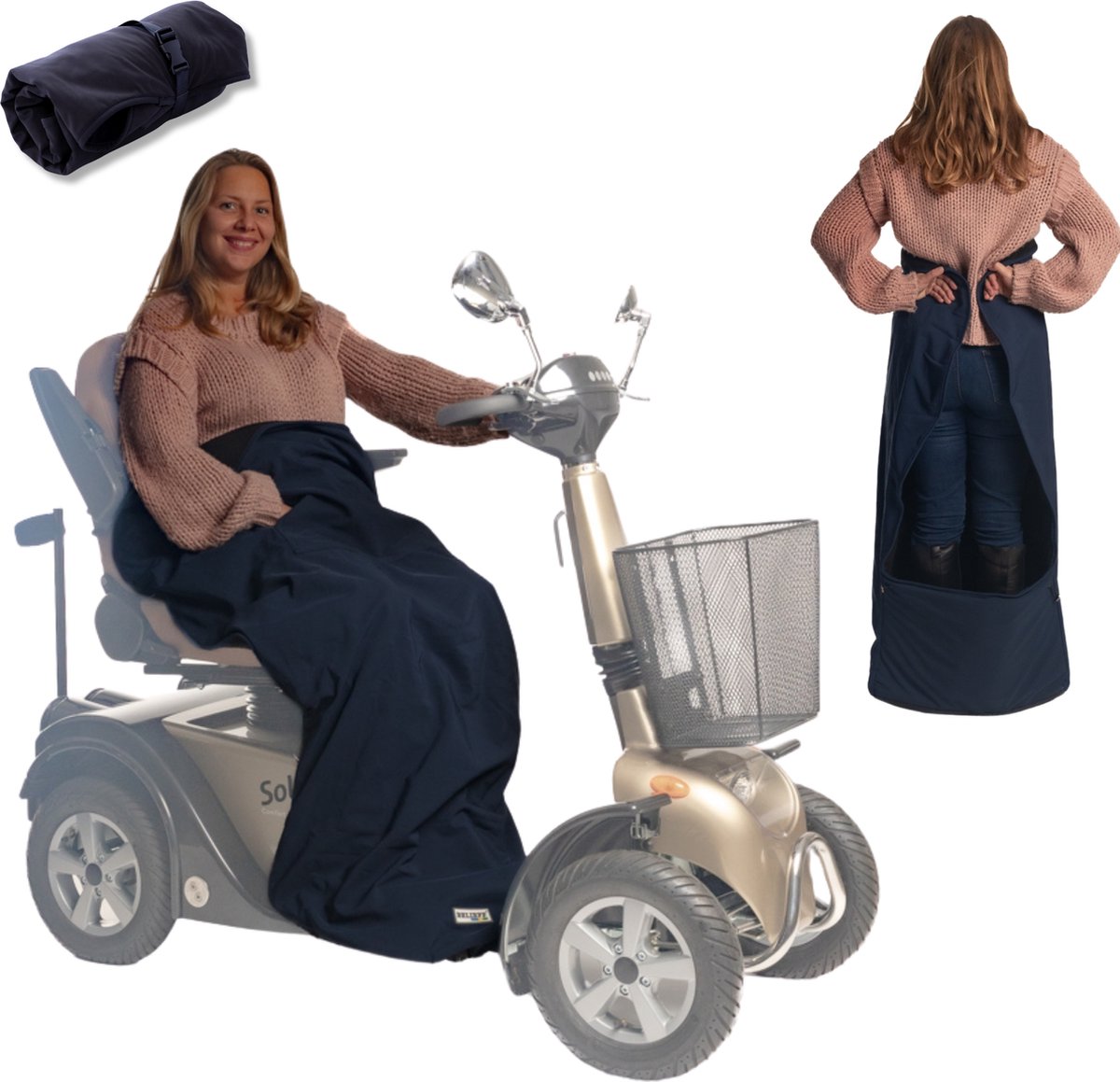 Goedkoopste Belieff Scootmobiel Deken - Beenkleed Scootmobiel - Voetenzak - Scootmobielaccessoires - Wind- en Waterdicht - Fleece - Voetenzak - Blauw - Large