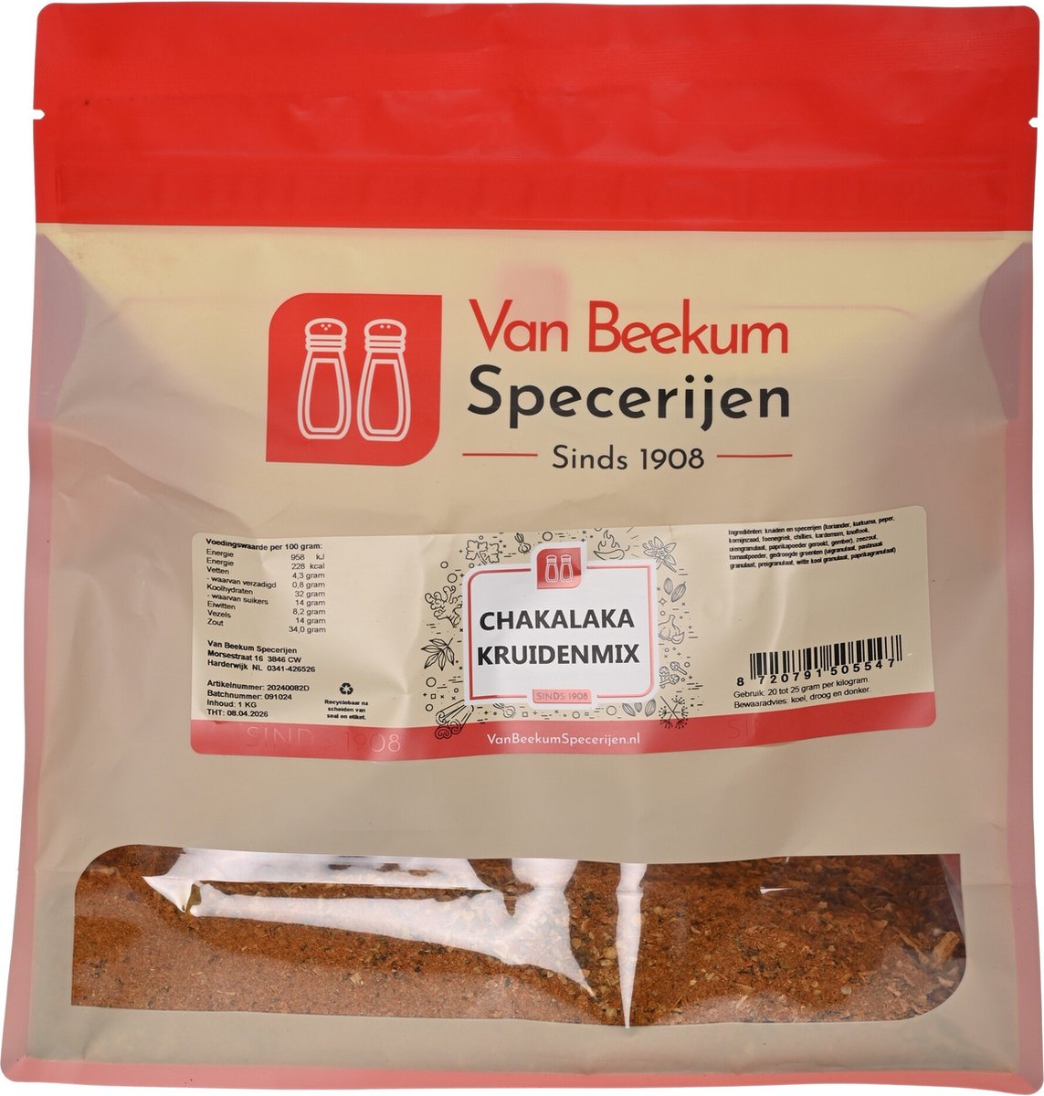 Goedkoopste Van Beekum Specerijen - Chakalaka Kruidenmix - 1 KG (hersluitbare stazak