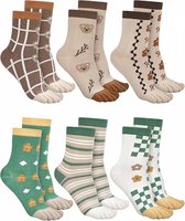 Teensokken - Women's - Teen Sokken - 6 Paar - Katoen - Yoga Sokken - Gladde Teennaad - Geen Vervelende Naden - Toe Socks - Toesocks - Dames - Runner Teensokken - Sneakersokken - Antibacterieel - Ademend - Elasticiteit - Comfortabele Sokken