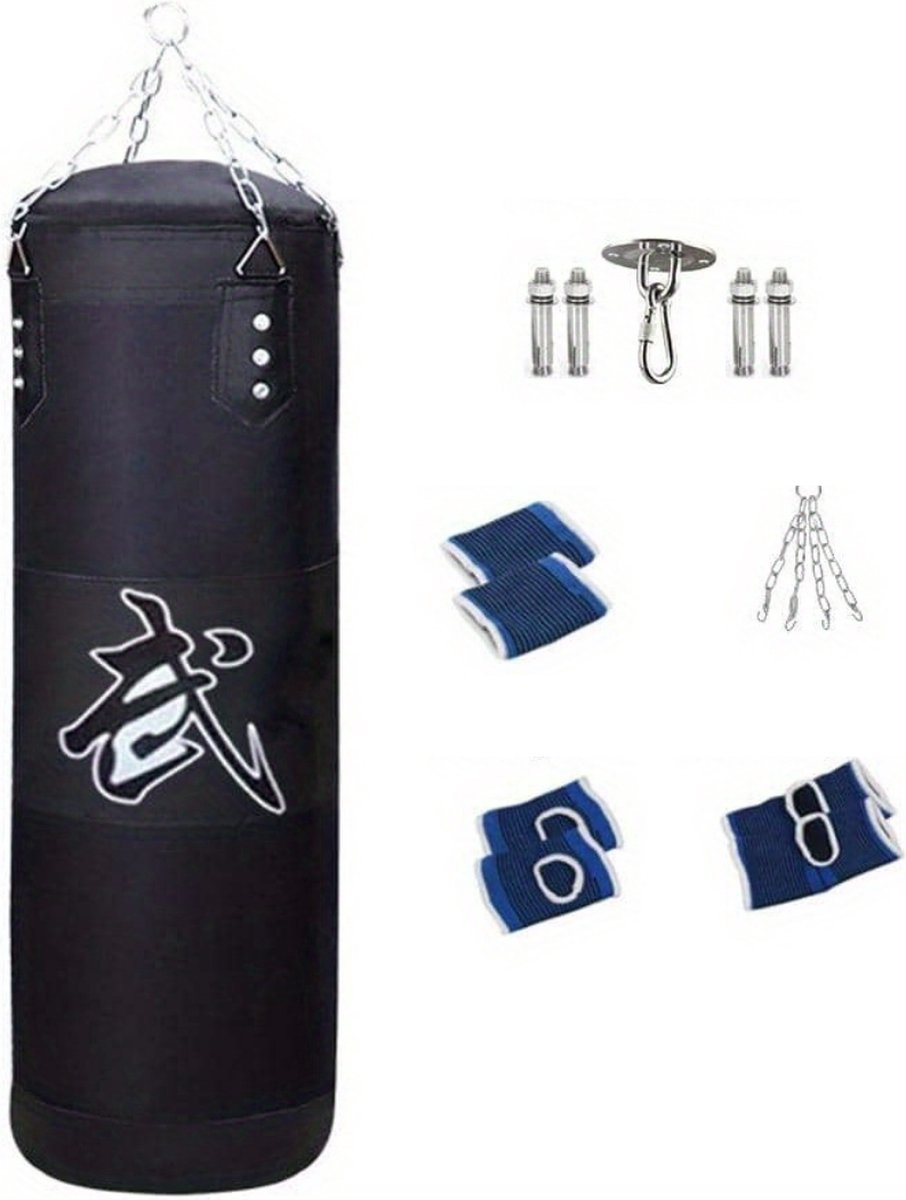 Bovista Boxzak - Bokspaal - Bokszak Ophangsysteem - Stootzak - Kickboks Zak Volwassenen - Punching Bag - Sport - (Niet Gevuld) - Zwart