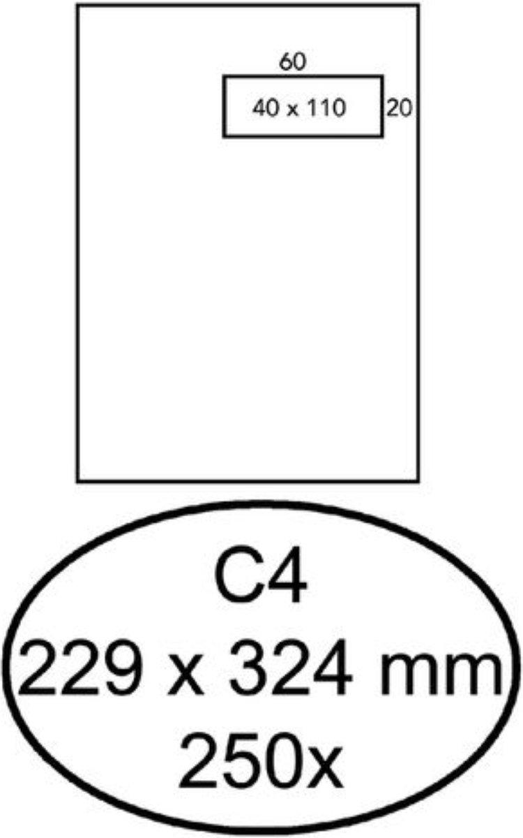 250 Envelop 229x324 mm - C4 - Venster Rechts - Wit - 120 grams - Strip - Antalis Cocoon - 424498 - FSC 0101533 - Binnenkant Violet