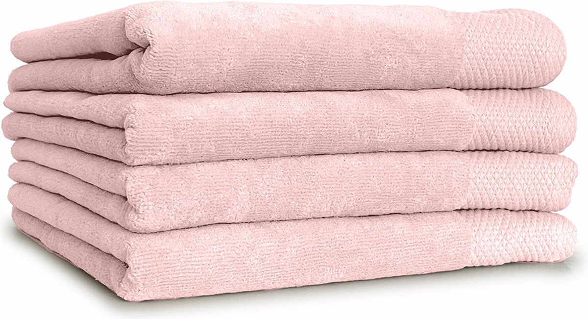 LINNICK Diamond Velours Handdoeken Set - Set van 4 - Handdoek 60x110cm - 550 gr/m2 - 100% Katoen - Light Pink