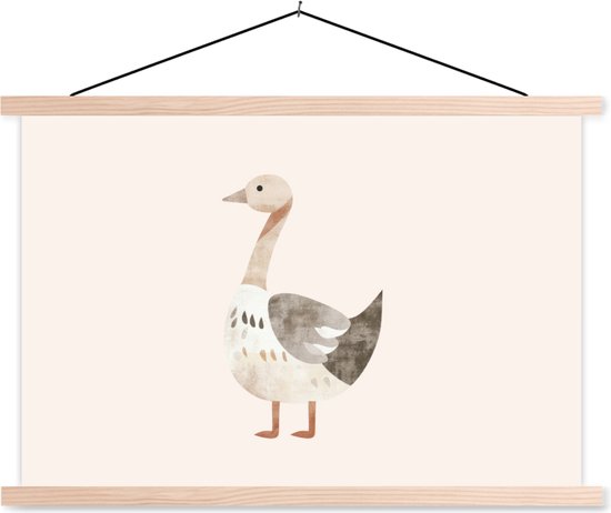 Porte-affiche avec affiche 150 x 100 cm - Affiche scolaire - Oie - Animal - Couleurs pastel - Affiche textile - Lattes vierges