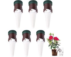 6-delige automatische waterbak voor planten - waterdispenser voor kamerplanten - automatisch watergeefsysteem voor kamerplanten - waterdispenser voor kamerplanten en bloemen - zelfwatergevende bloempotinzet - groen, wit