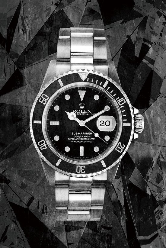 Foto: 80 x 120 cm glasschilderij rolex horloge schilderij fotokunst foto print op glas