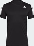Zwart adidas sportshirt voor heren met 3-strepen op de mouwen, op de voorkant.