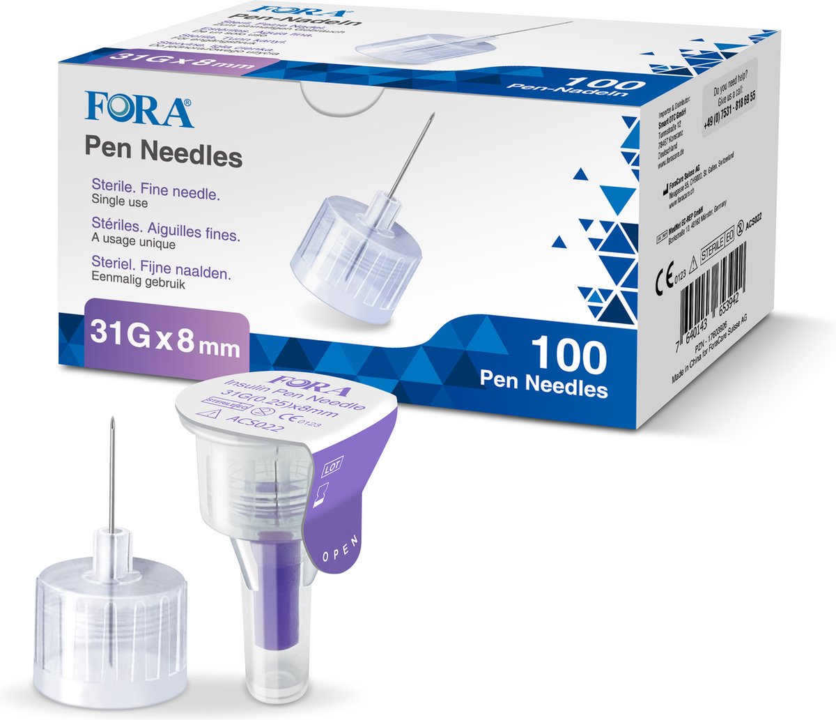 Goedkoopste FORA Pennaalden 31G 8mm - 100 Stuks