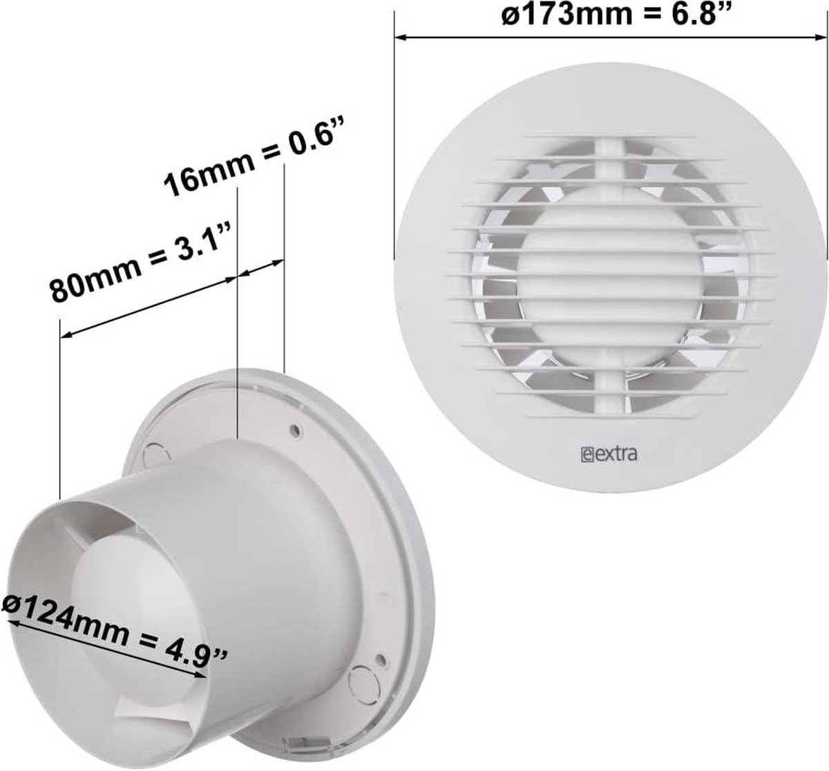 150mm Badkamer Ventilator met Timer en Vochtsensor - Witte Stille Afzuigventilator - Badkamerventilator - Muurventilator voor Keuken, Garage, Toilet 150mm Badkamer Ventilator met Timer en Vochtsensor - Witte Stille Afzuigventilator - Badkamerventilator - Muurventilator voor Keuken, Garage, Toilet