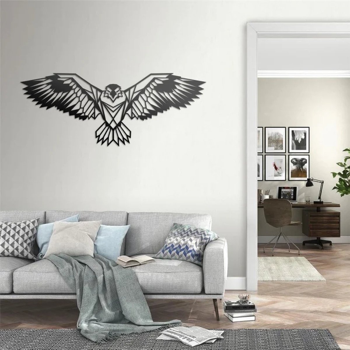 Arend -Stalen Wanddecoratie Industrieel-Wanddecoratie Metaal-Muurdecoratie Metaal-Muurdecoratie Staal-2 mm Dik-Zwarte Poedercoating