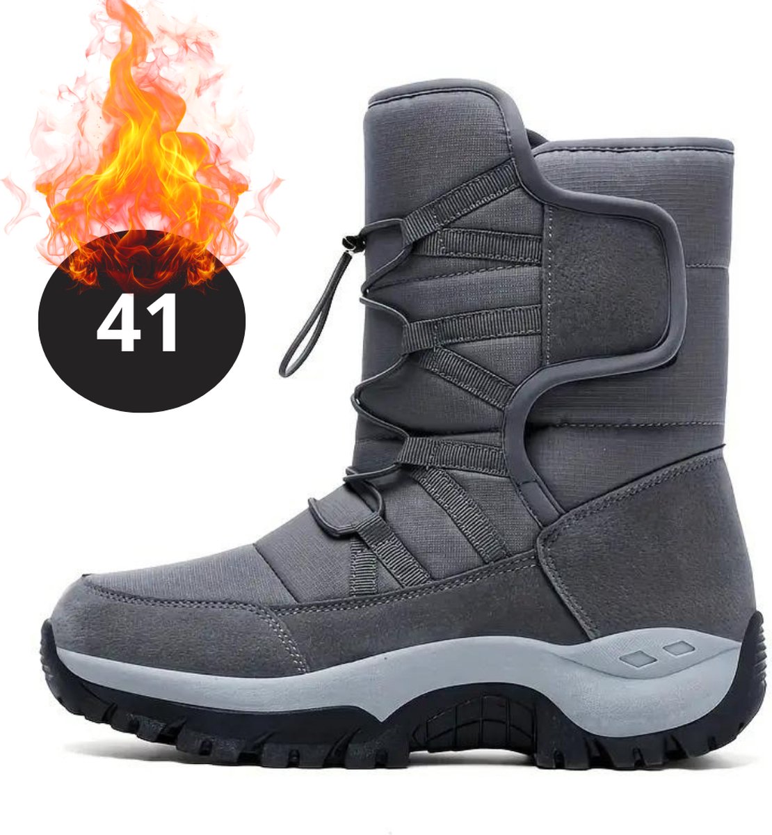 Nivard Snowboots Sneeuwschoenen Sneeuwboots Heren Wintersport Ski Skischoenen – 41 Fleece Grijs