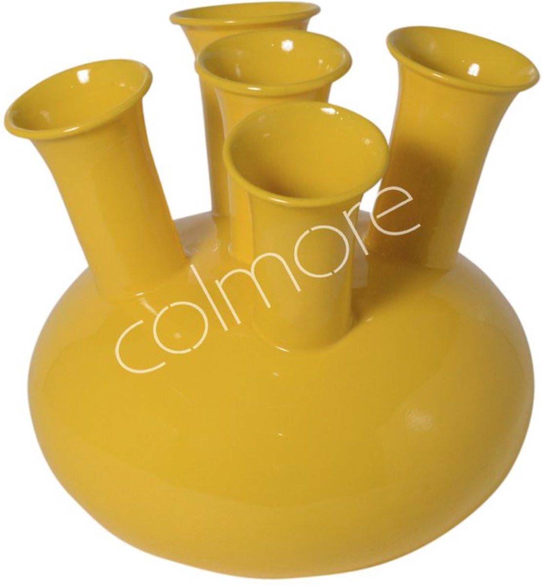 Colmore by Diga vaas tulpenvaas 5 mond zonneschijn geel emaille IR 23x23x23