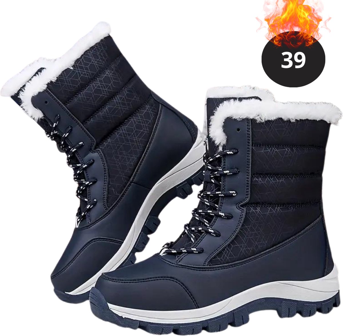 Nivard Snowboots Sneeuwschoenen Sneeuwboots Dames Wintersport Ski Skischoenen – 39 Laarzen Zwart