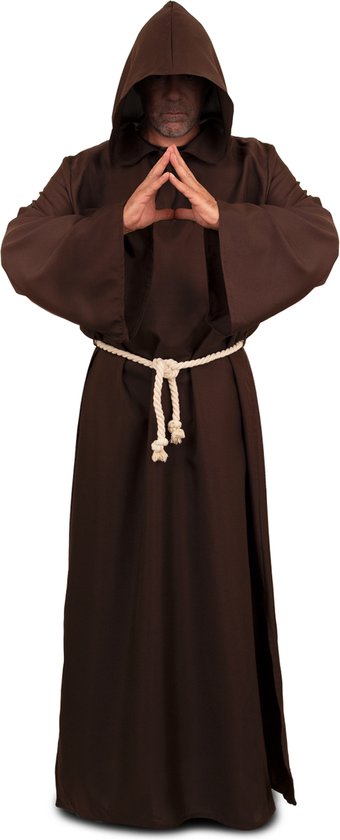 Monnik met capuchon gewaad bruin M/L - Merk PXP - Thema feest horror festival festival creepy