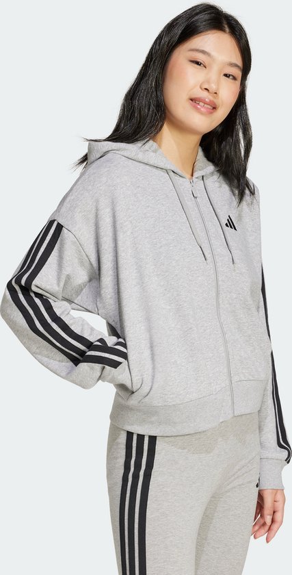 adidas Sportswear Veste à capuche entièrement zippée French terry 3 bandes Essentials - Femmes - Gris - 2XS