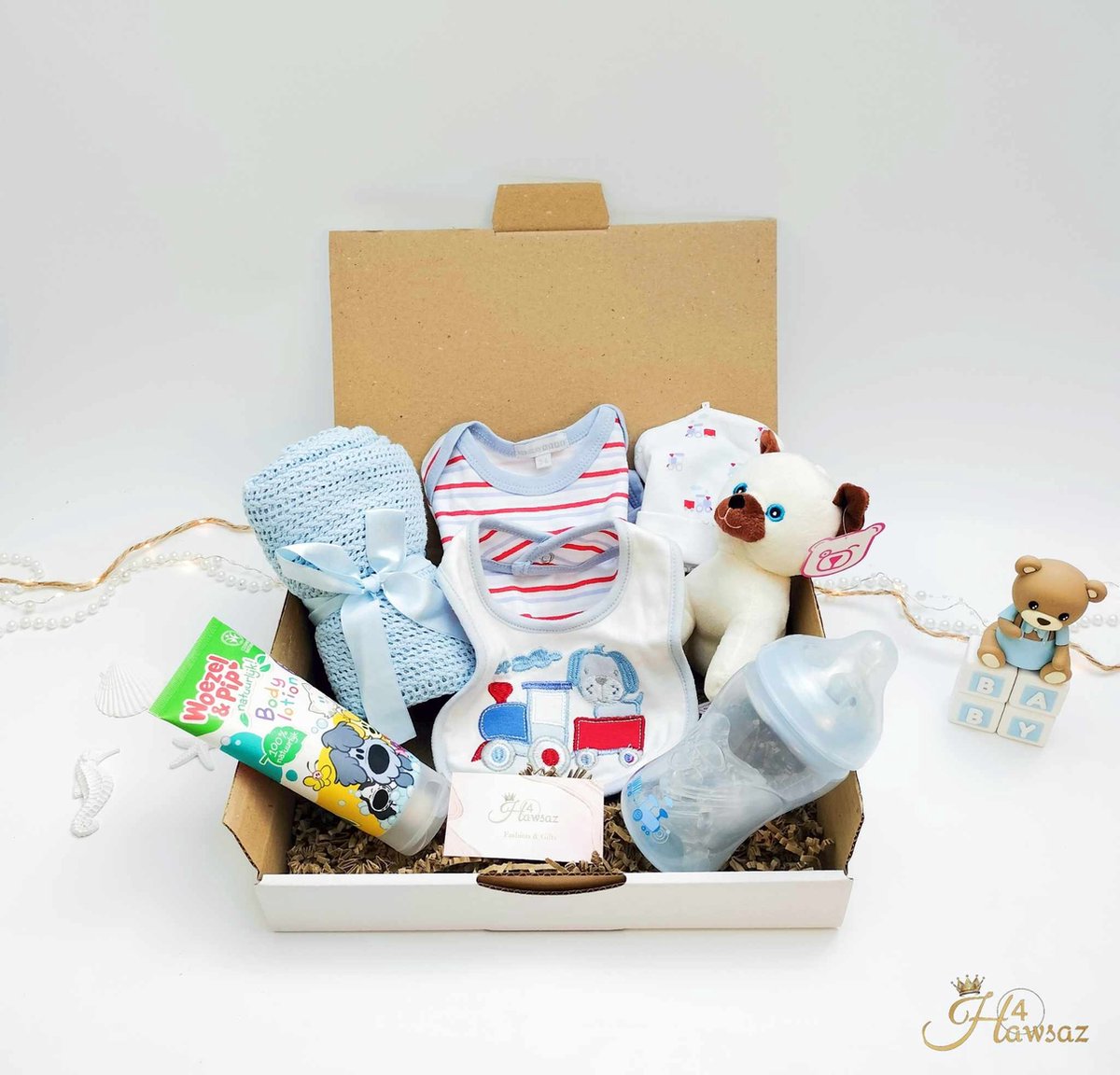 Goedkoopste Kraamcadeau 7 stuks - Kraampakket - babygeschenkset - Babyset - Gepersonaliseerde kraamcadeaus - Babydeken - Babykleding - Baby knuffel - Geboorte cadeau - Luxe cadeau - Knuffel