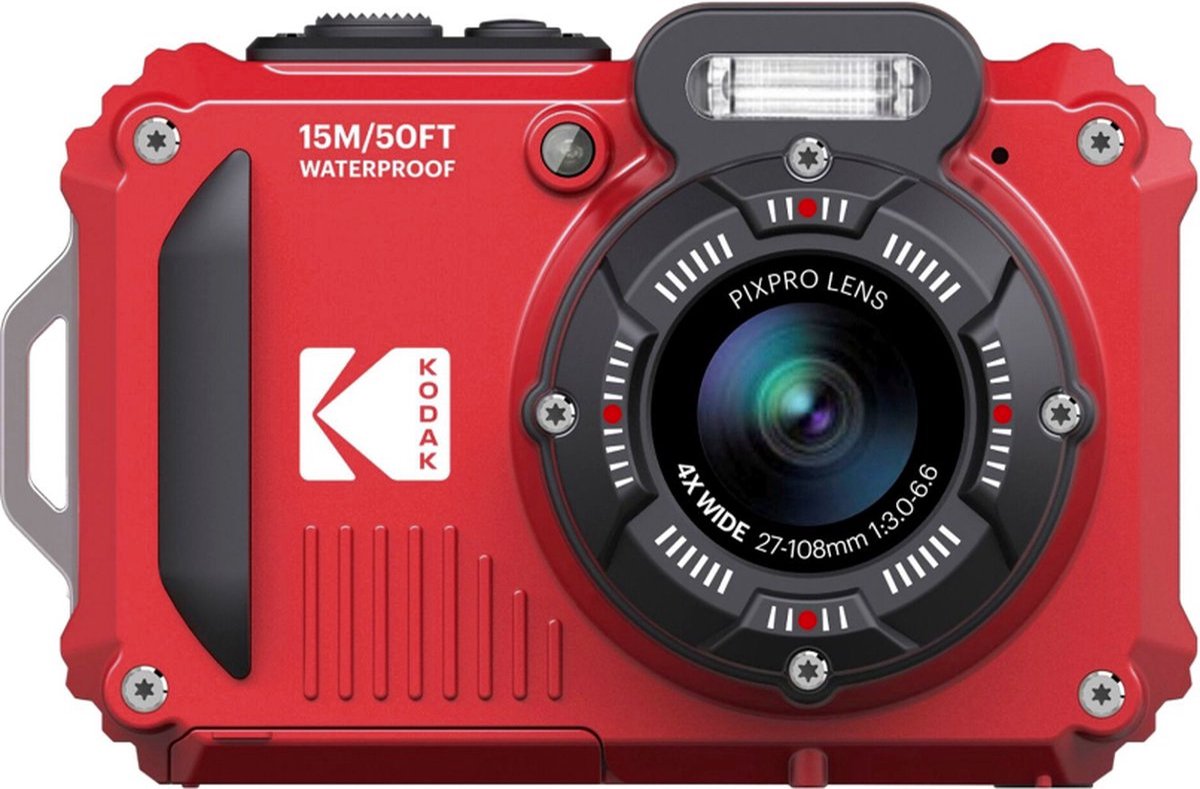Bol.com Kodak WPZ2 - Compactcamera - Onderwatercamera - 16 megapixel - Rood - Extra accu - 16GB geheugenkaart aanbieding