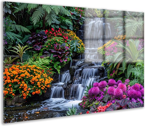 Peinture cascade - Peinture nature sur verre - Peintures Glas Fleurs - Peinture moderne - Peintures plexiglas - Verre acrylique d'art 150x100 cm