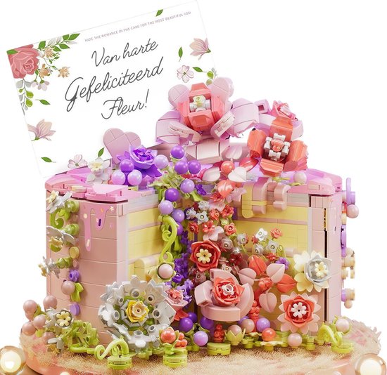 Foto: Zhe gao taart met bloemen cadeau birthdaycake flowers collection icons ideas classic creator stem speelgoed taartdecoratie bouwpakket modelbouw voor volwassenen en kinderen 1524 bouwstenen niet compatibel met mould king of lego stenen 