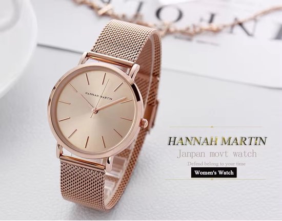 Montre élégante Hannah Martin | Couleur or rose | Cadran Rose | Borasi | Montres femme | Montres Femme | Montres les Best vendues | Beau cadeau | Cadeau pour elle | Cadeau pour maman | Cadeau de fête des mères