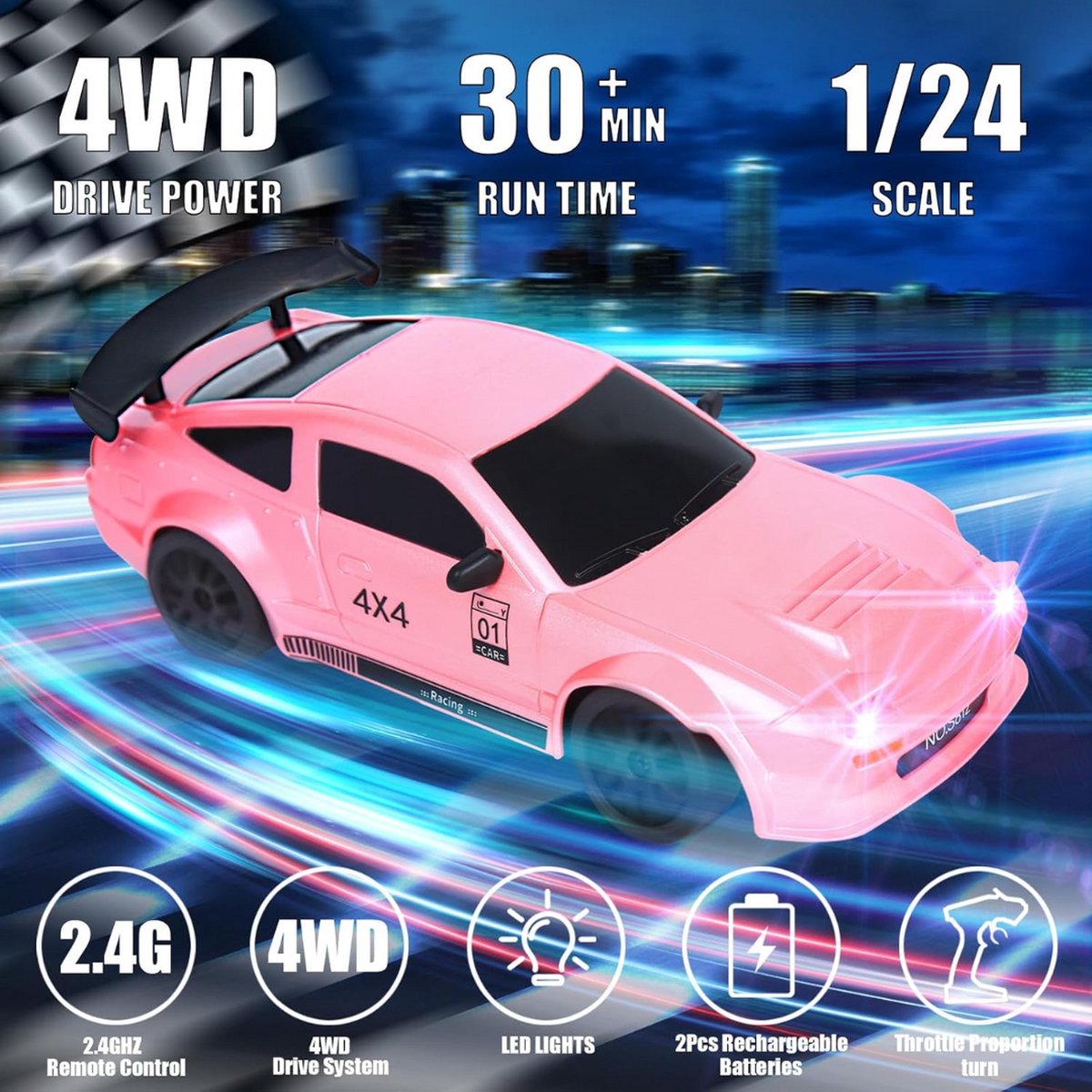 1/43 4WD Mini RC Drift Car 2.4G Controle Remoto Corrida de Alta