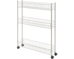 Multifunctionele wit metalen wagen 3 etages - Fino - opbergwagen 16 x 60 x 72 cm Wasmachine rek