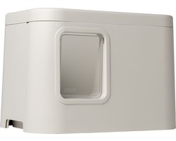 GIZMO Kattenbak - Wit - 58 x 40 x 40.5 cm - 2-laags Kattenbak voor Houtkorrels - Design Kattentoilet