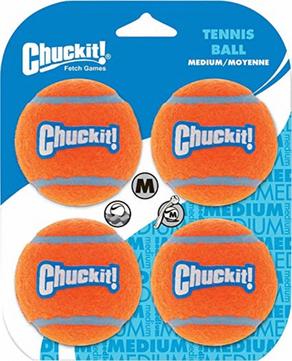 Chuckit Tennisbal Mediumø 6 cm 4 stuks