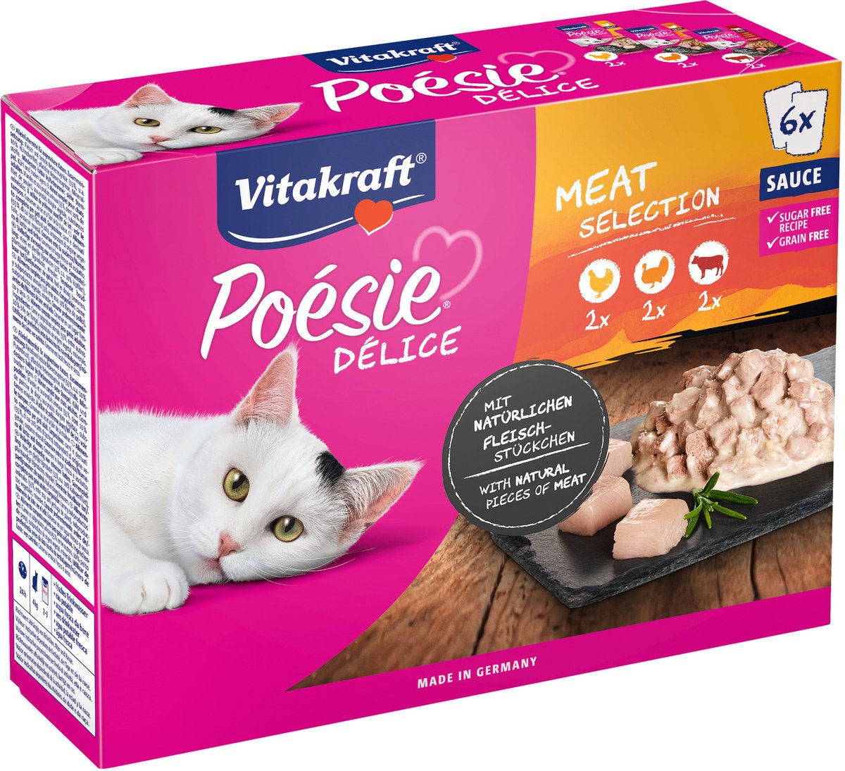 Vitakraft Poésie Délice met vlees natvoer kat multipack (6 x 85 g) 3 verpakkingen (18 x 85 g)
