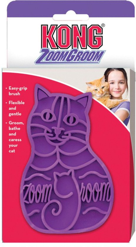Kong Zoom Groom Kat Paars - Dierenborstel - Paars