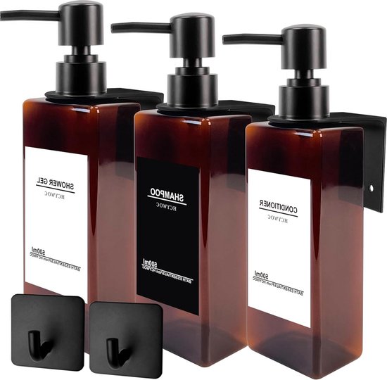 Raddile Shampoo- Und Spülungsspender, 400 Ml X 3 Seifenspender Shampoospender Duschgelspender