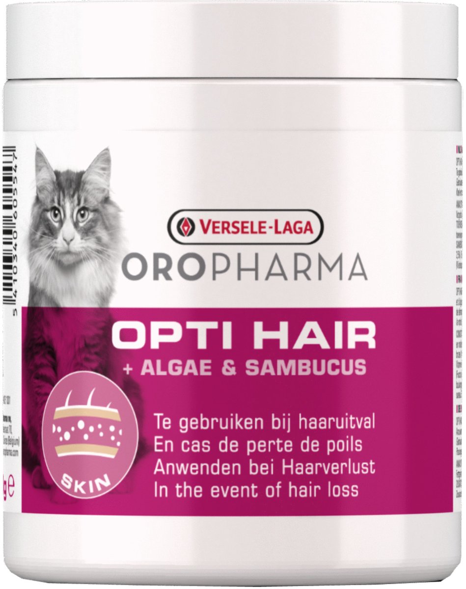 Versele-Laga Oropharma Opti Hair Cat Tegen Haaruitval - Voedingssupplement - Huid - Vacht - 130 g Granules