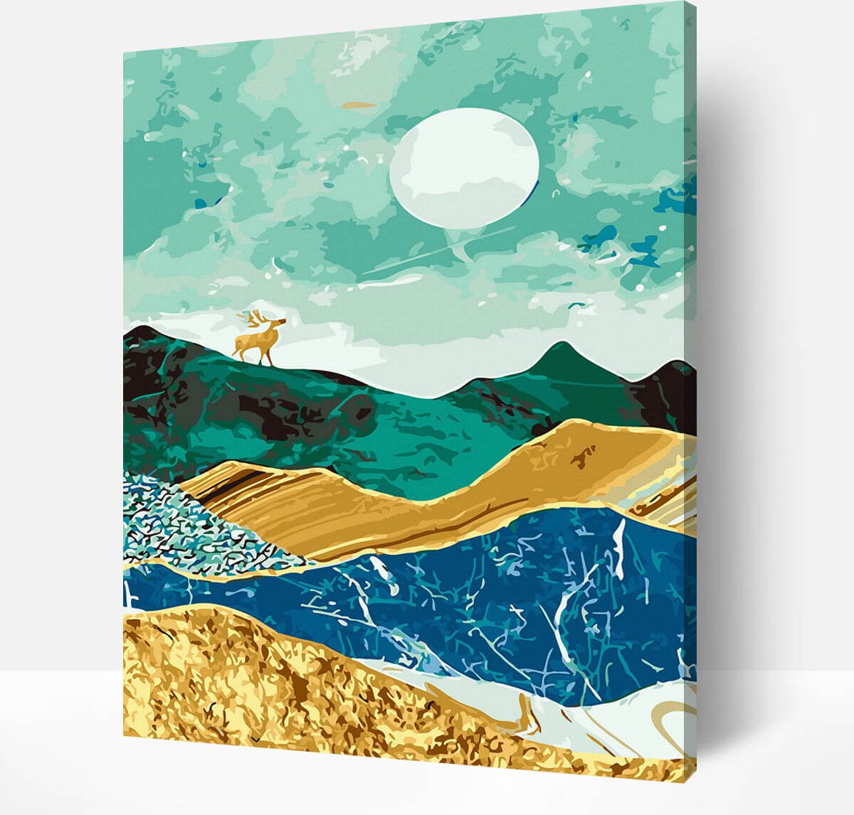 Schilderen Op Nummer Volwassenen DIY Paint By Number Compleet Hobby Pakket op Frame met Vernis - ®Arty Bee - Wonderland Marmer Rendier 40x50cm