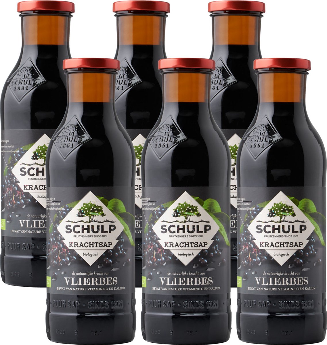 Schulp Vlierbessensap Puur Krachtsap Biologisch 6 x 0,75 liter