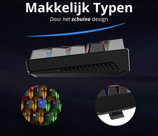 Mechanisch Gamingtoetsenbord, 80% RGB Verlicht USB Bedraad Toetsenbord, Ergonomisch Ontwerp Stil Computertoetsenbord Compact Toetsenbord met 84 Toetsen voor Gaming en Kantoorwerk (Zwart