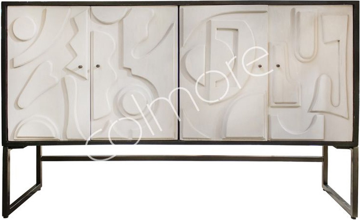 Colmore by Diga mango houten kast met wit patroon 153 x 43 x 92 cm