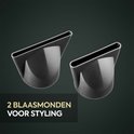 Twee zwarte stylingmondstukken voor de BaByliss föhn.