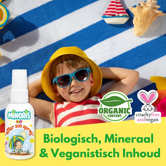 Minoris Baby After Sun Spray - Verzachtende Verlichting bij Zonnebrand met Zinkoxide, Biologische Ingrediënten & Vitamine E - Hypoallergeen, Vegan, Veilig voor 0-6 Maanden - Zachte Herstel na Blootstelling aan de Zon - 100 ML — afbeelding 3