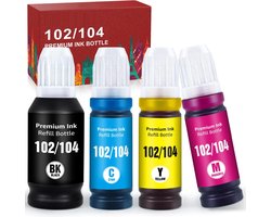 weCare Premium inkt geschikt voor Epson Ecotank 102 / 104 - Zwart en kleur - 70ML ET-2700, ET-2712, ET-2714, ET-2715, ET-2720, ET-2721, ET-2726, ET-2810,…