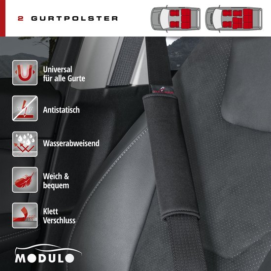 WALSER Autogordelbeschermer Millie Lamsvacht - 2 Stuks Zwart