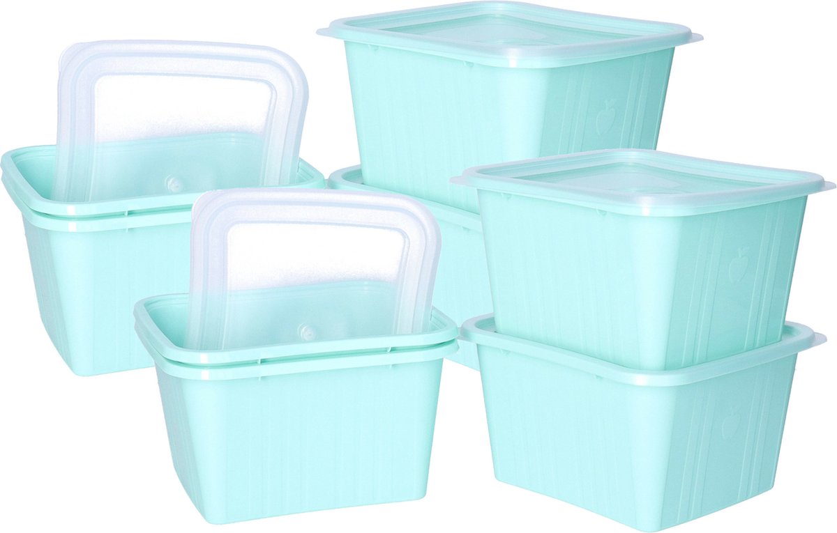 Juypal Vershoudbakjes nestbaar - BPA vrij - meal prep - 8x stuks van 1 liter - mintgroen - luchtdicht - herbruikbaar