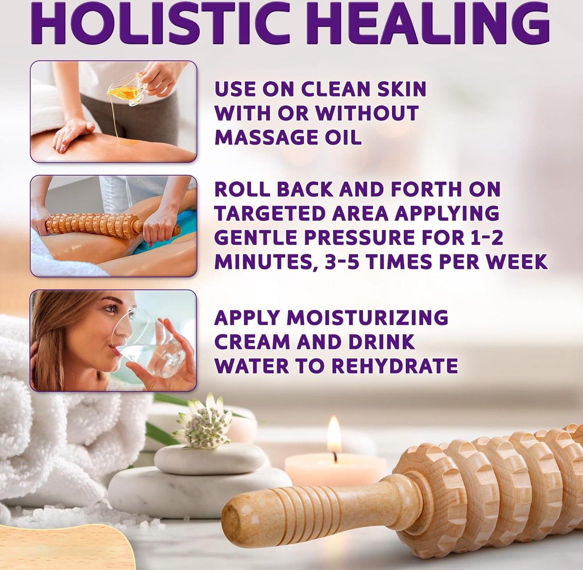 Massagebal - Massage - Massage stok - Massage stick - Massage Apparaat - Vermoeidheid Verlichten - Accessoires - Anti Cellulite Massage Roller Tool - Massager Hele Lichaam - Massager Dij - Gebogen Houten Massageroller - Bindweefselmassages - Relax thumbnail 2