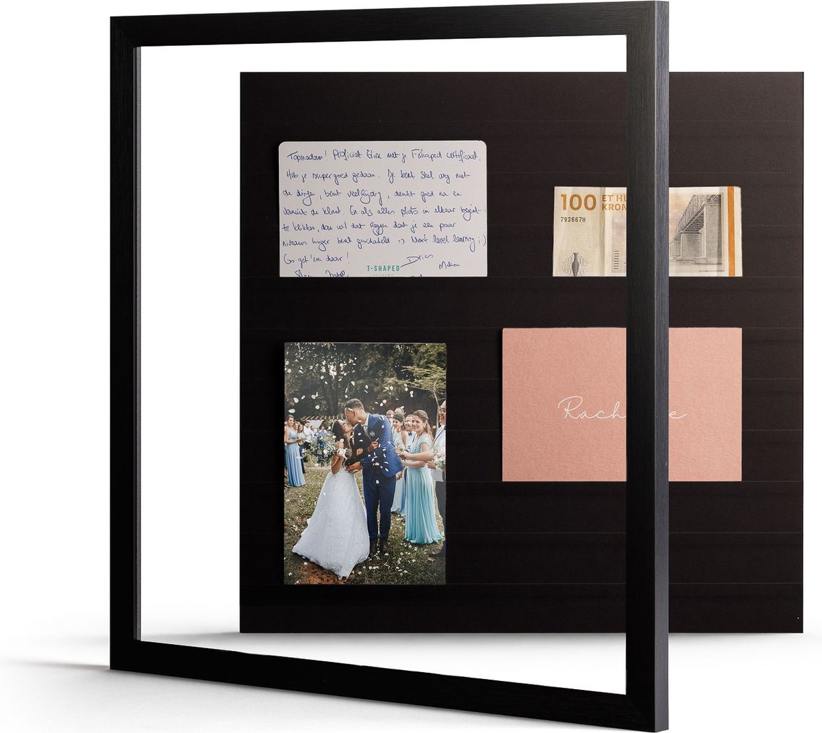 Deknudt Frames XXL collagelijst met afneembare voorzijde (zwart, 50 x 50 cm, glas) - grote fotolijst voor meerdere foto's - makkelijk te openen aan de voorkant