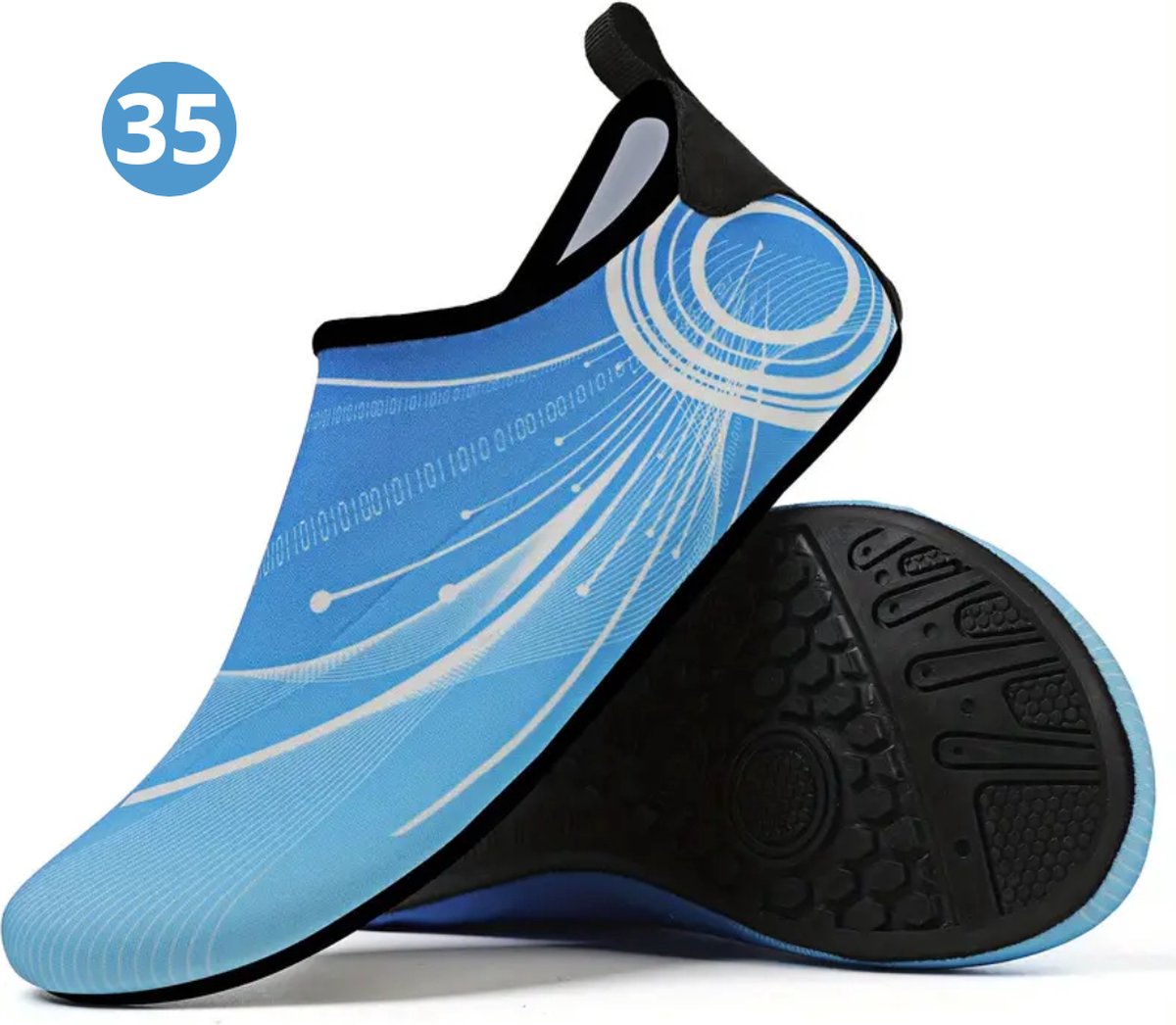Nivard Waterschoenen Voor Kinderen & Volwassenen - Aqua Shoes - Aquaschoenen - Afzwemschoenen - Zwemles Schoenen - Hemelsblauw - Maat 35