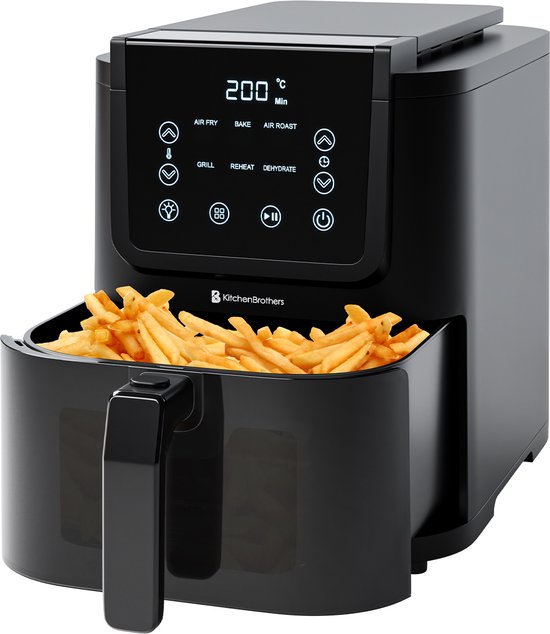 Foto: Kitchenbrothers airfryer xl 5l 1500w heteluchtfriteuse 60 c tot 200 c small design extra stil 6 kookprogramma s zwart