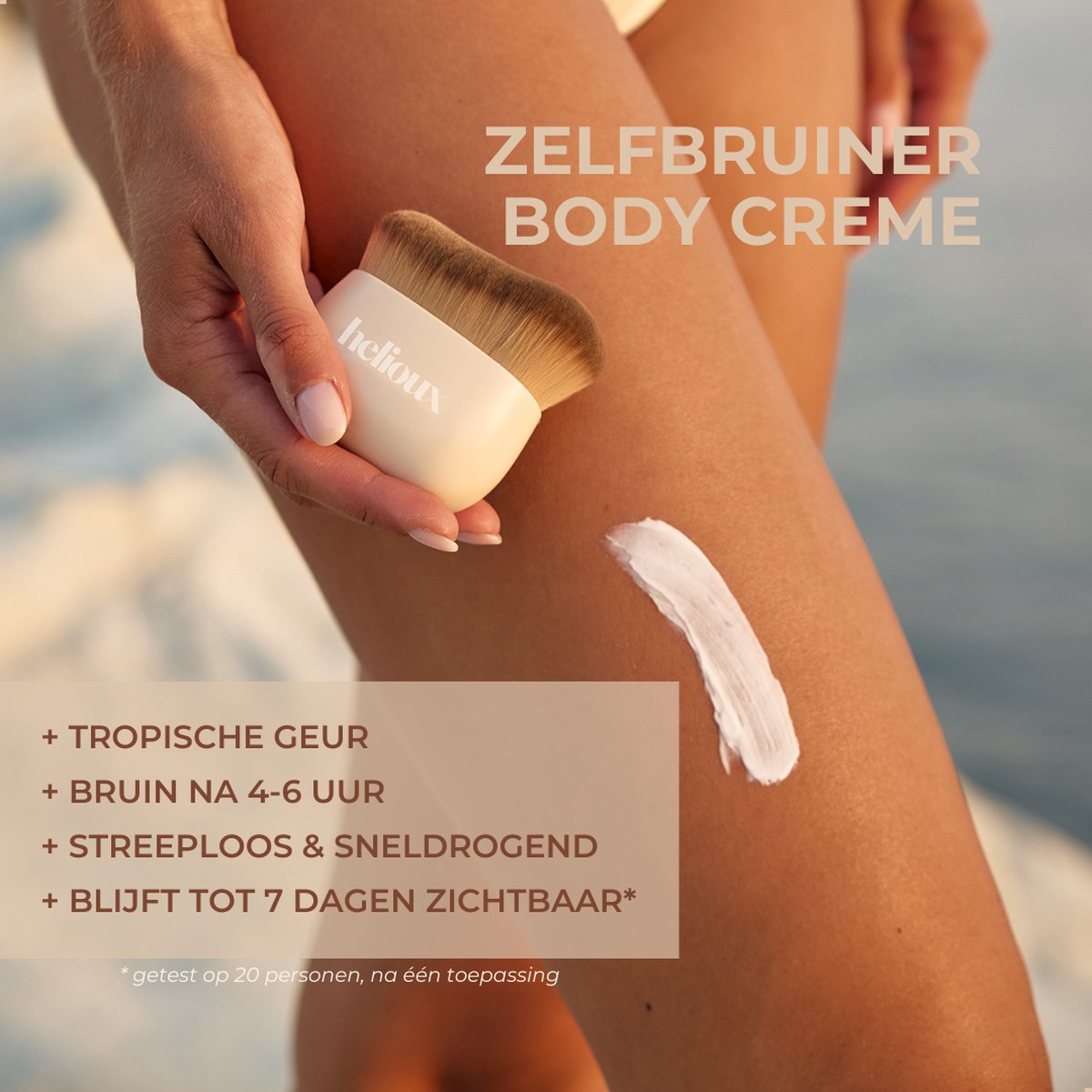 Helioux® Zelfbruiner Body Creme - Self Tanning Body Butter - Trekt snel in - Gradual Tan - Geeft niet af - Parfum Vrij - Coconut Lime Scent - Kokos Limoen Geur – foto 2