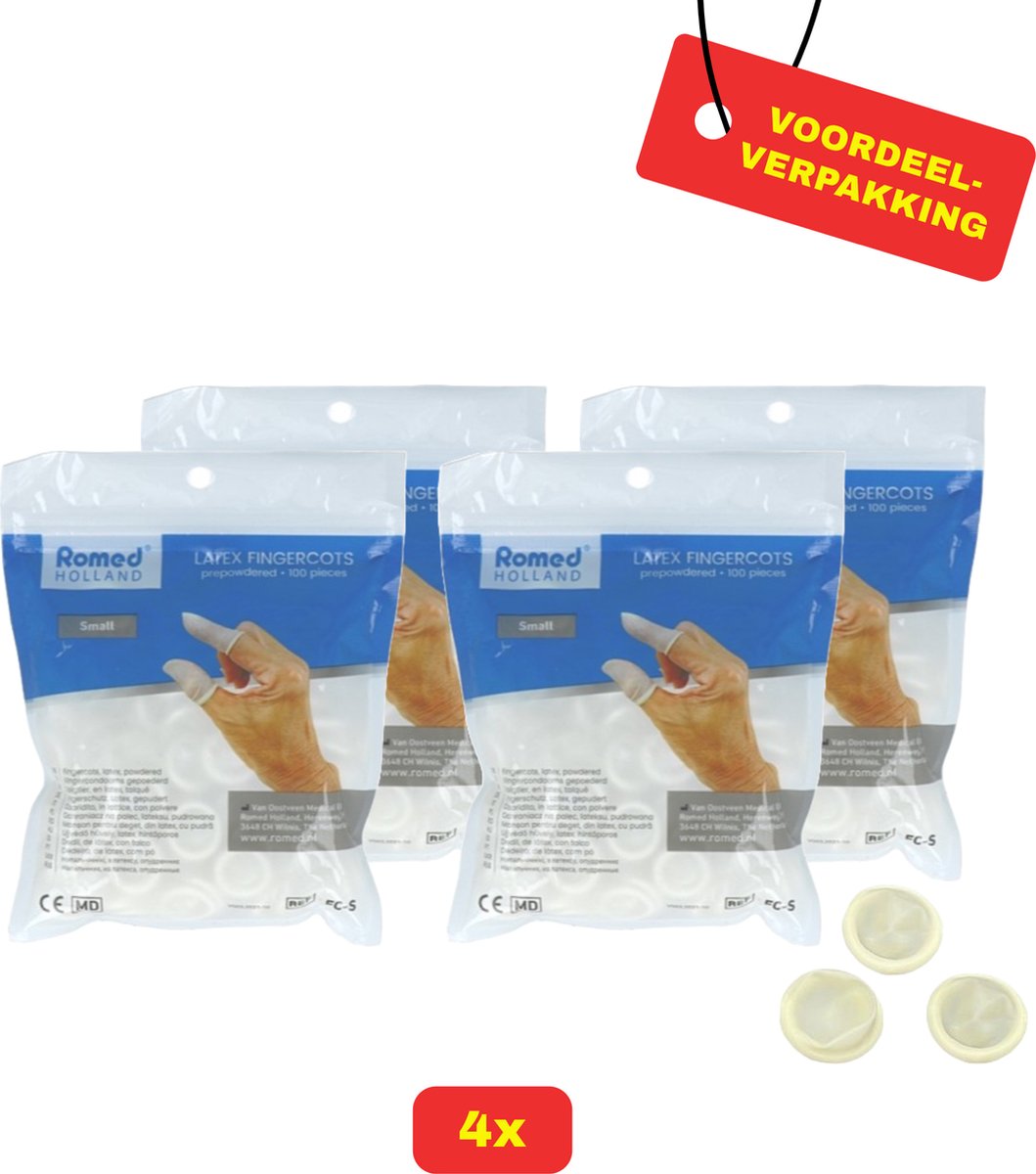 Goedkoopste 4x Romed Vingercondooms Latex S - 4x 100 stuks - Voordeelverpakking!