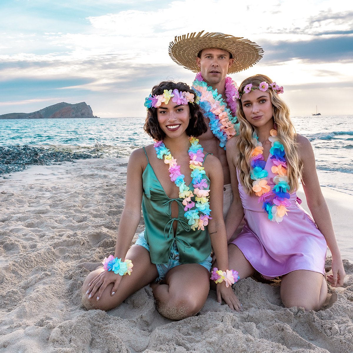 Boland - Hoofdband Mallorca Roze - Één maat - Volwassenen - Vrouwen - 60's & 70's - Hippie & Flower Power - Hawaii - Ibiza - Bohemian - Festival — afbeelding 4