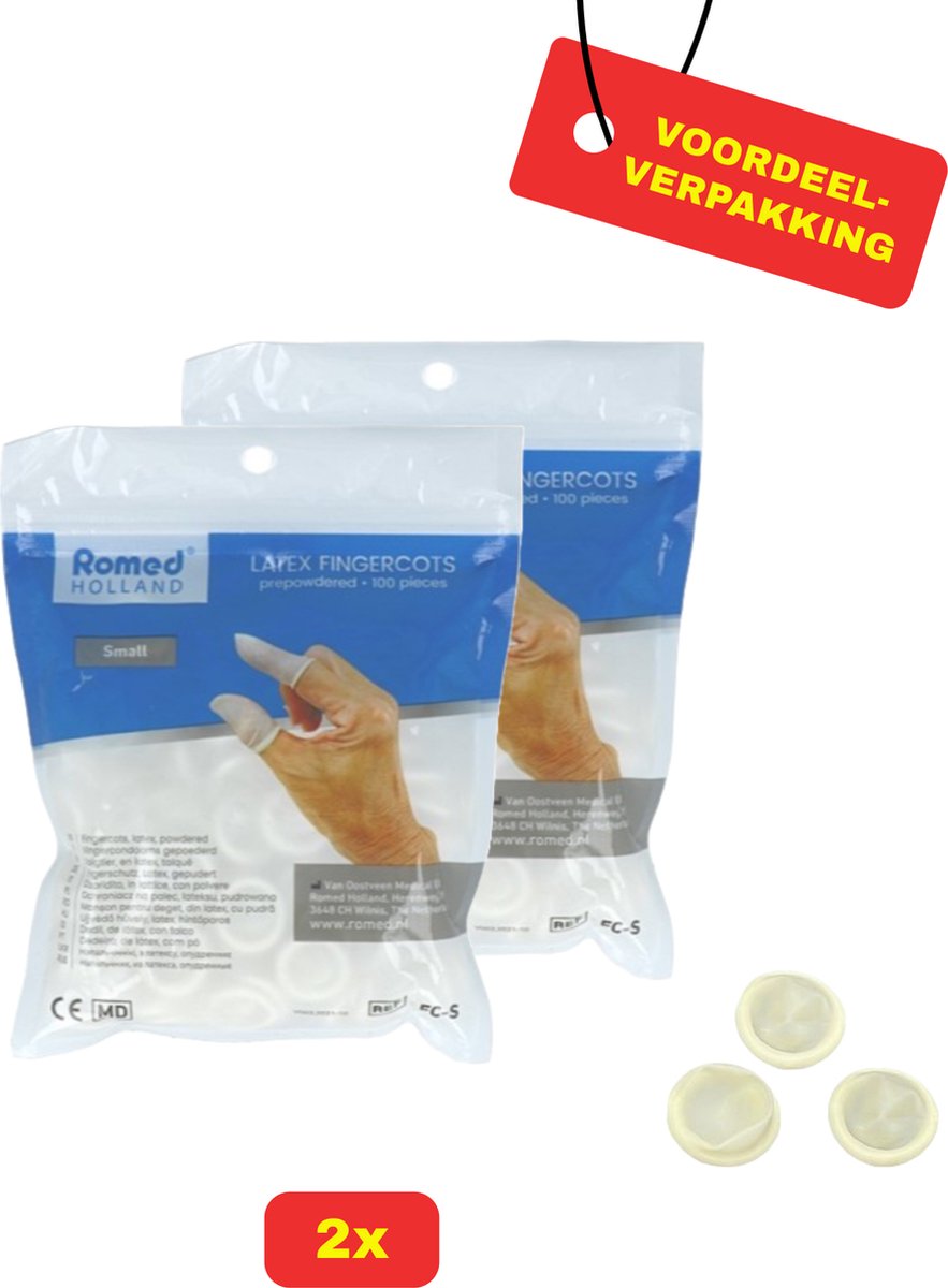 Goedkoopste 2x Romed Vingercondooms Latex S - 2x 100 stuks - Voordeelverpakking!