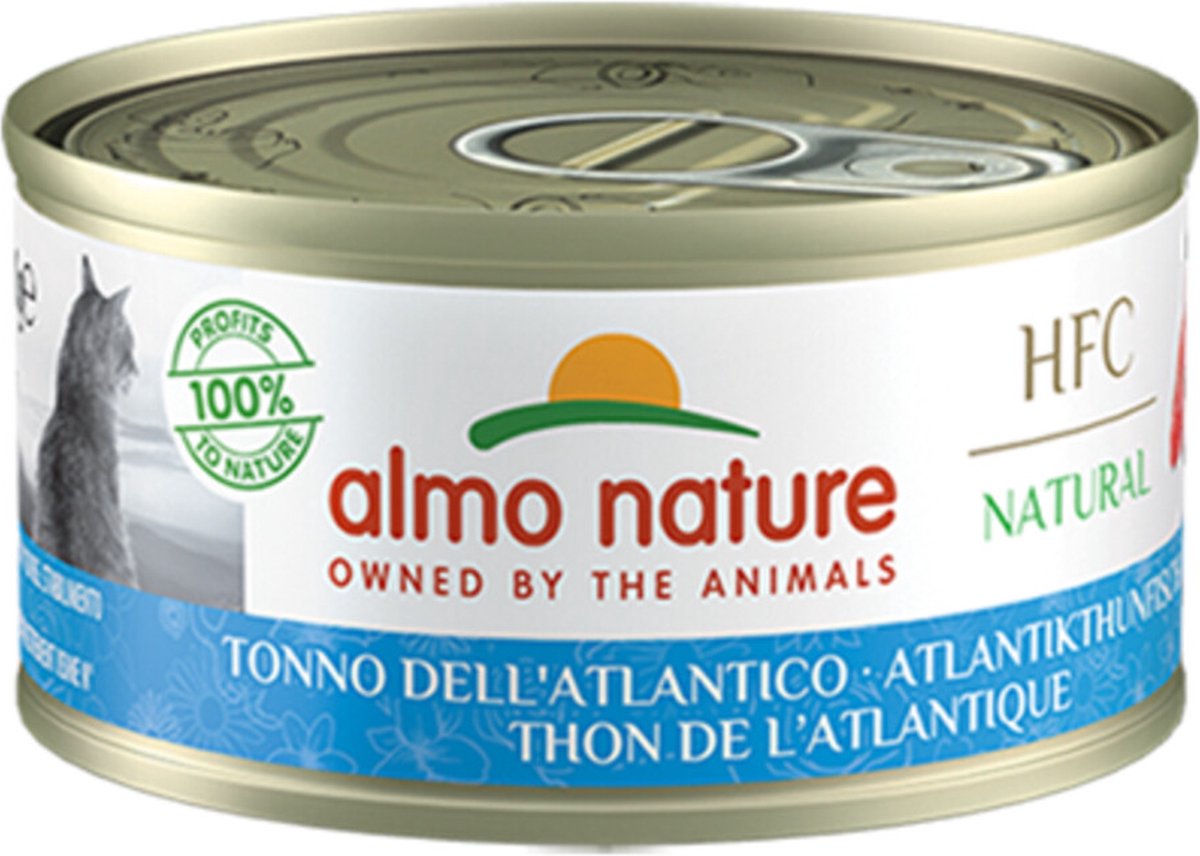 48x Almo Nature HFC Natural Kattenvoer Nat Blikje Atlantische Tonijn 70 gr