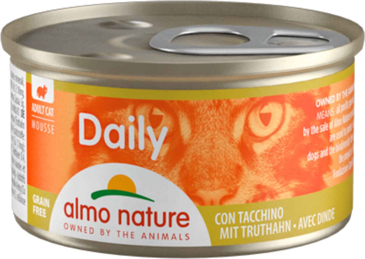 48x Almo Nature Daily Menu Mousse Kattenvoer Nat Kalkoen 85 gr